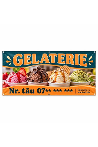 ShopPrint Banner gelaterie cu numărul tău, 150x75 cm, frontlit cu tiv și capse