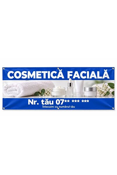 ShopPrint Banner cosmetică facială cu numărul tău, 300x120 cm, frontlit cu ti...