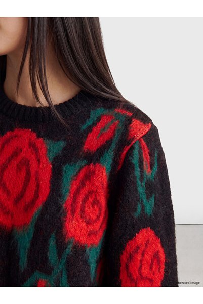 LC Waikiki Esvab • Modern & Distinctive Floral Women's Knitwear Sweater