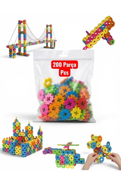 ÜÇGEN TOYS Stemix Plus Blocks 200 Parça Eğitici Yapı Taşı Seti+Fermuarlı Torb...