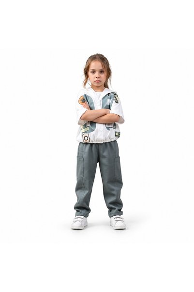 Other Girls' Set 3 Pieces T-Shirt, White Shirt and Green Gray Pants