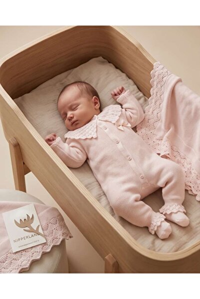 Nipperland 100% Cotton Baby Girl Collar Set with Openwork Collar, 5-Piece Hos...