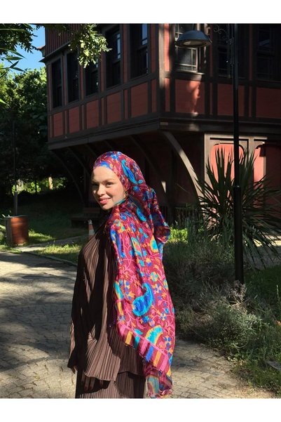 Shiraa Etnik Desenli İpek Şal Florale