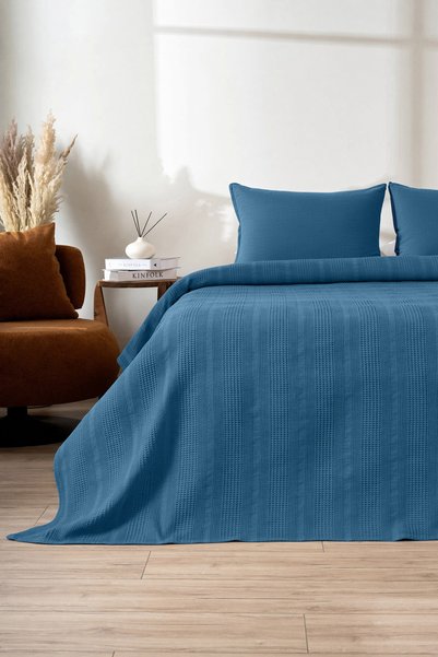 ARMADA HOME Indigo Waffle Bedspread – Double Size