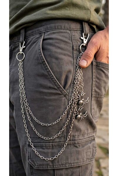 Corvus kolye&bileklik Punk Y2K Spider Dangle Layered Pants Chain