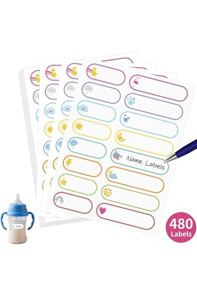 GENERAL 50 Sheets Waterproof Name Label Stickers for Kids, Write-On Reusable ...