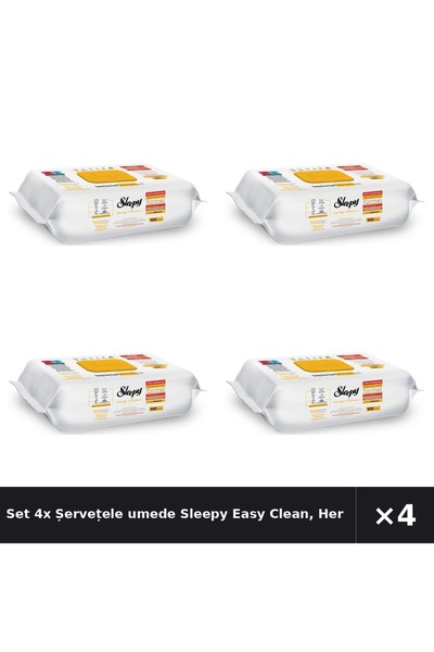 Sleepy Set 4x Șervețele umede Easy Clean, Herbal Soap Additive, multisuprafeț...