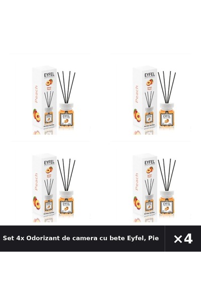 Eyfel Set 4x Odorizant de camera cu bete Eyfel, Piersica, 120 ml
