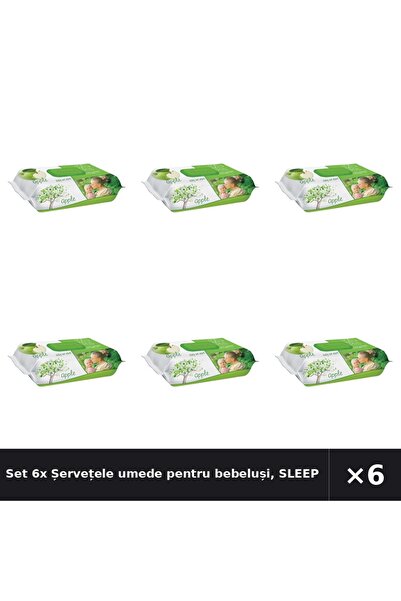 Sleepy Set 6x Șervețele umede pentru bebeluși, cu Mar, 120 bucăți
