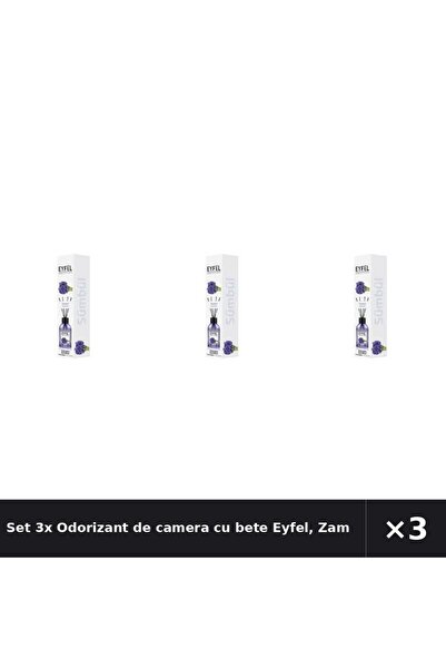 Eyfel Set 3x Odorizant de camera cu bete Eyfel, Zambile, 120 ml