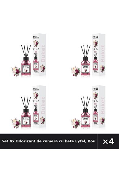 Eyfel Set 4x Odorizant de camera cu bete Eyfel, Bouquet, 120 ml