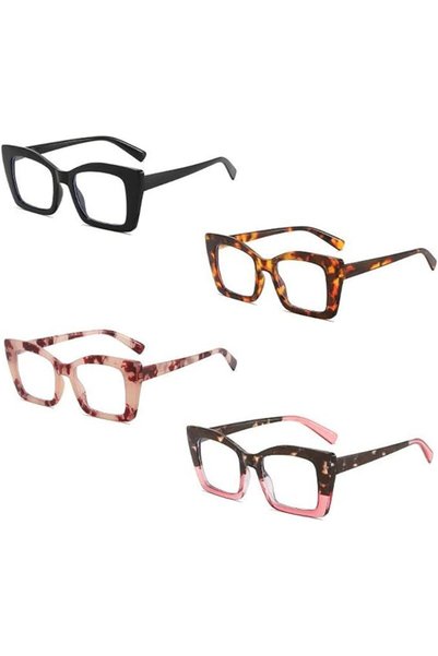 ALMEKAQUZ 4 PCS Oversized Reading Glasses, Blue Light Blocking Computer Eyegl...