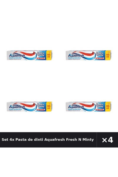 Aquafresh Set 4x Pasta de dinti Fresh N Minty, 125ml
