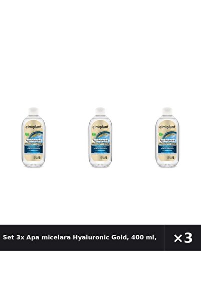 ELMIPLANT Set 3x Apa micelara Hyaluronic Gold, 400 ml,