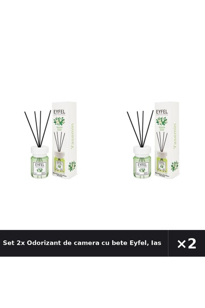 Eyfel Set 2x Odorizant de camera cu bete Eyfel, Iasomie, 120 ml