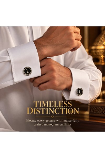 CozyNook Men's Initial L Cufflinks for Formal Shirts & Special Occasions