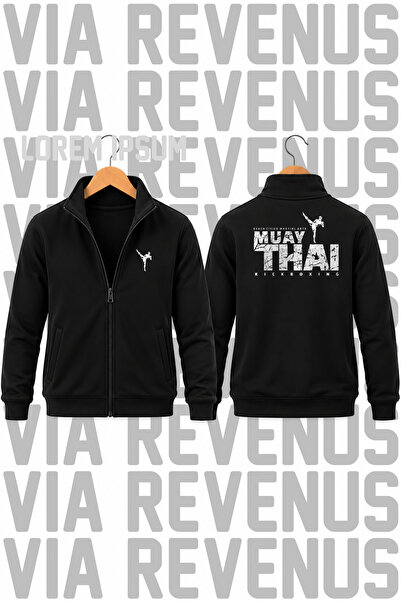 Vordevia Muay Thai Printed Unisex Zippered High Collar Sweatshirt
