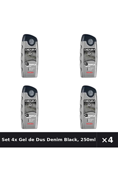 Denim Set 4x Gel de Dus Black, 250ml