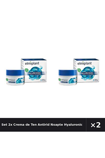 ELMIPLANT Set 2x Crema de Ten Antirid Noapte Hyaluronic 3D Elmiplant, 50 ml