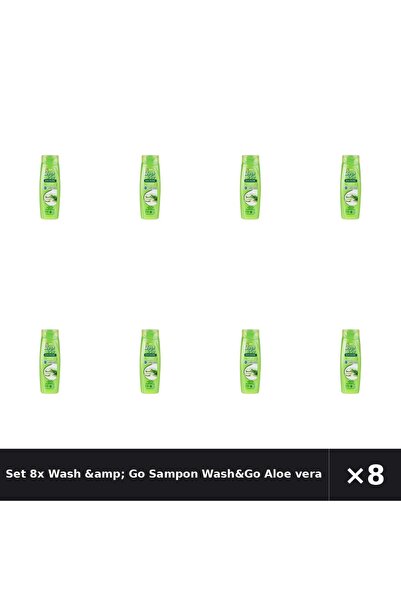WASH&GO Set 8x Wash &amp;   Șampon cu Aloe vera pentru păr uscat, 180ml