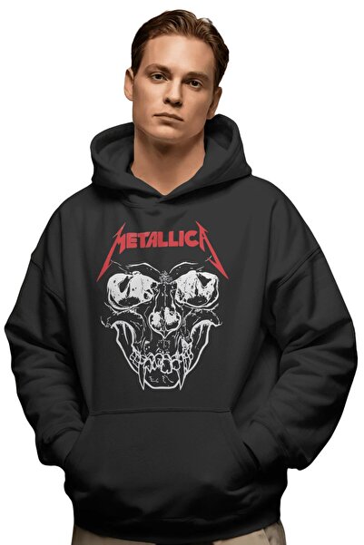 SEVBANO Hanorac premium oversize unisex cu imprimeu frontal Metallica Rock Me...