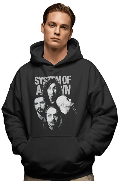 SEVBANO Hanorac premium oversize unisex cu imprimeu frontal al trupei de muzi...