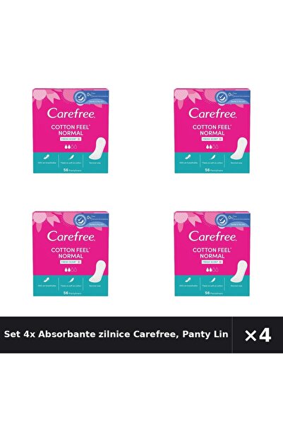 Carefree Set 4x Absorbante zilnice Carefree, Protej-slipuri Cotton Fresh, 56 ...