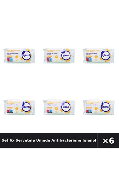 Igienol Set 6x Servetele Umede Antibacteriene Calendula(galbenele), 60buc