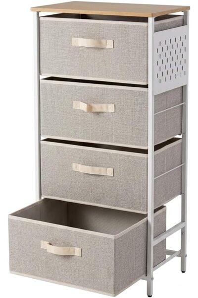 Sharpdo acc 4-Tier Fabric Storage Cabinet, 45 x 30 x 90 cm, Freestanding Dres...