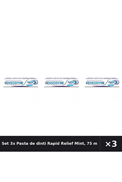 Sensodyne Set 3x Pasta de dinti Rapid Relief Mint, 75 ml,