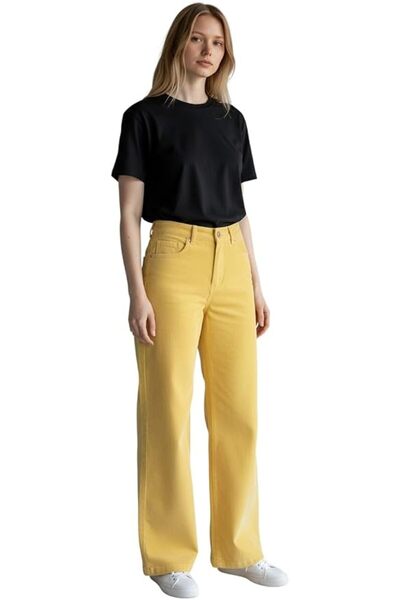 Generic Women's High Waisted Wide Leg Jeans, Black, Straight Fit Denim Pants