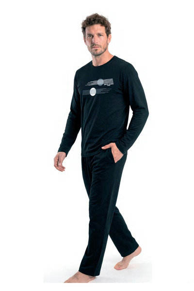 Pierre Cardin Men's Modern Graphic Printed Long Sleeve Pajama Set
