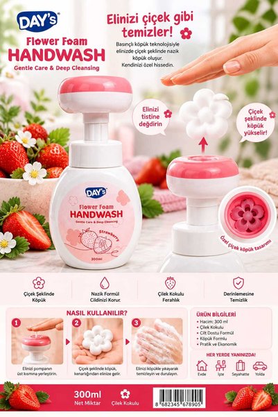 Day ’S Flower Foam Handwash ÇİLEK Kokulu Köpük Sabun 300 ml