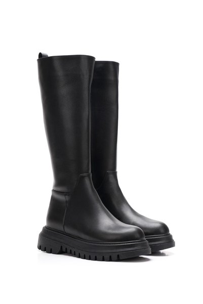 La Vivien Women's Black 4 cm Thick Serrated Sole Boots