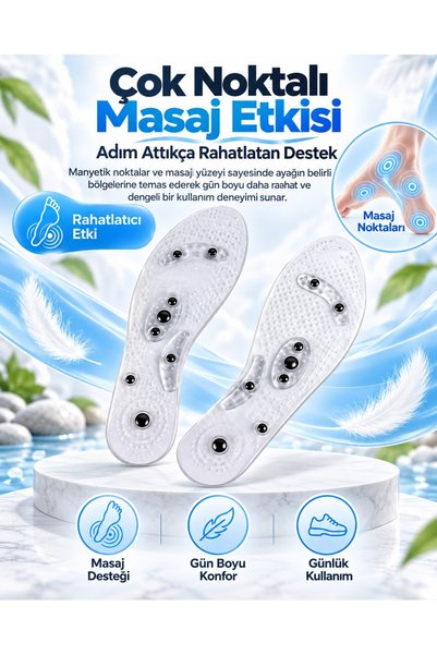 CNGZSHOP Manyetik Masaj Tabanlık Akupresür Noktalı Şeffaf Ayakkabı Tabanlığı,...