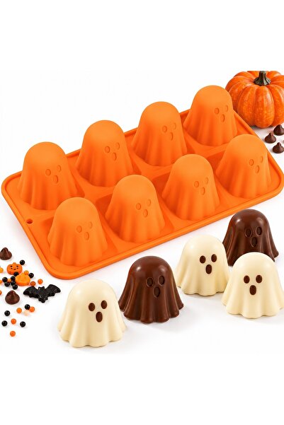 IRO Formă de silicon de Halloween cu 8 fantome, 10x4x21 cm, Formă pentru cioc...