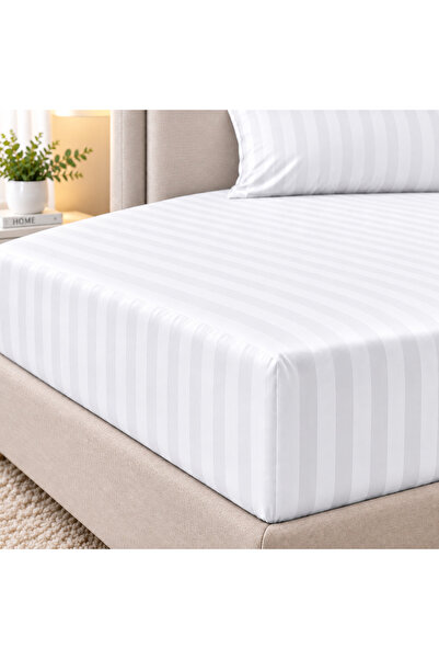 HOME AURAA Cotton Ease Twin Fitted Sheet 120×200+33cm – White i 100% Premium ...