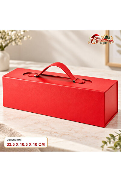 Craciunescu By DBR Red Gift Box 33.5 x 10.5 x 10 cm, with Elegant Handle -