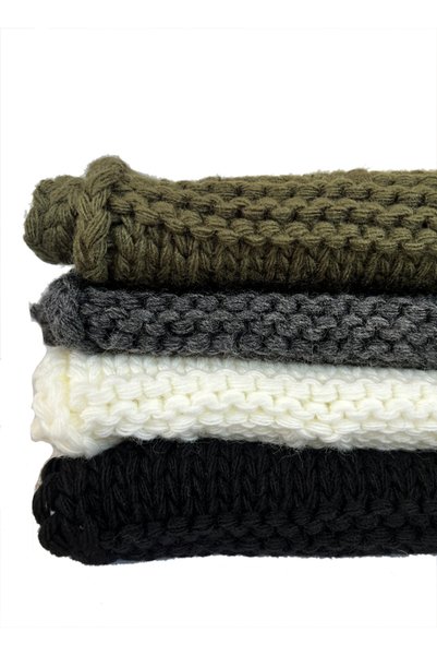 STELLA VESTİNO Thick Knit Winter Soft-Textured Sweater Unisex Tassel Scarf
