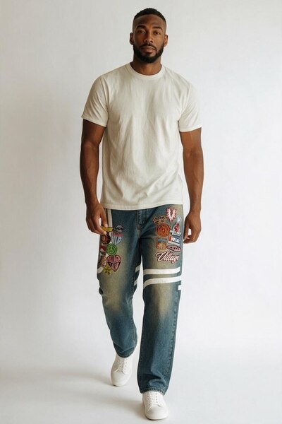Urban Collection Pantaloni din denim imprimați Urbancollection