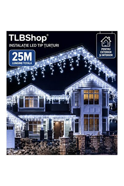 OEM LED осветление тип ледена висулка, 25 м, 500 LED, студена бяла светлина, ...