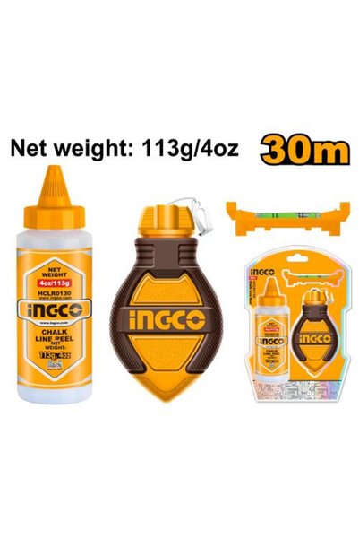Ingco عدة تخطيط وعلام جداري خيط 30 م مع بودرة وميزان انكو