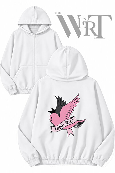 THEWERT Lil Peep Crybaby Back Printed Zippered Hooded White Cardigan (2 Yarns)