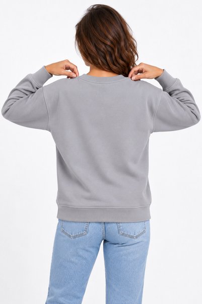 ODİN ATLAS Soft Puff Fabric Women's Stone Color Sweatshirt Crew Neck Comfortable Fit