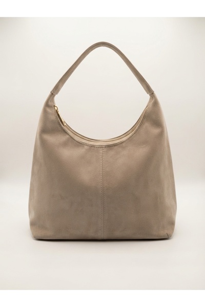 Satuna Büyük Boy Astarlı Süet Hobo Çanta | Günlük Kadın Çantası 42x27 cm