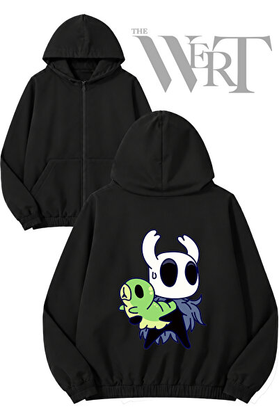 THEWERT Hollow Knight 5 Back Printed Zippered Hooded Black Cardigan (2 Yarns)
