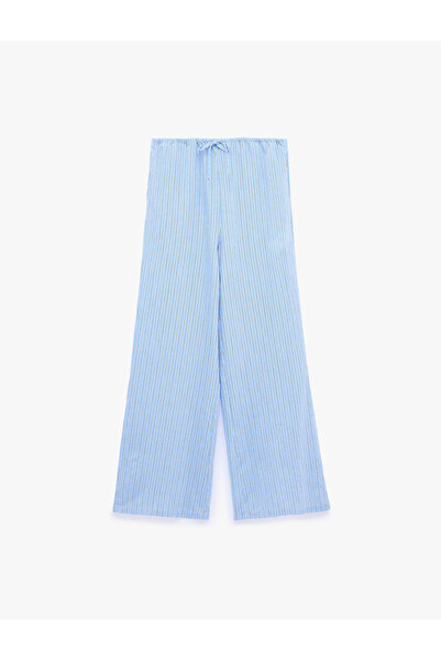 Koton Comfortable Fit, Lace-Up Waist, Viscose Striped Pajama Bottoms