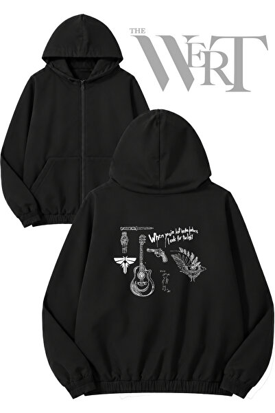 THEWERT The Last of Us Drawing Printed Back Zippered Hooded Black Cardigan (2...