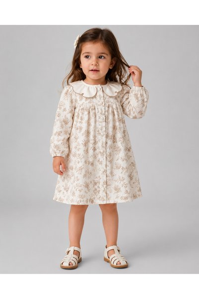 Lumbi Baby Floral Patterned Baby Collar Dress