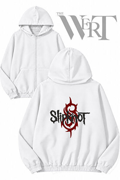 THEWERT سترة بيضاء بقلنسوة وسحاب من Slipknot Rock Music 7 مطبوعة من الخلف (2 ...